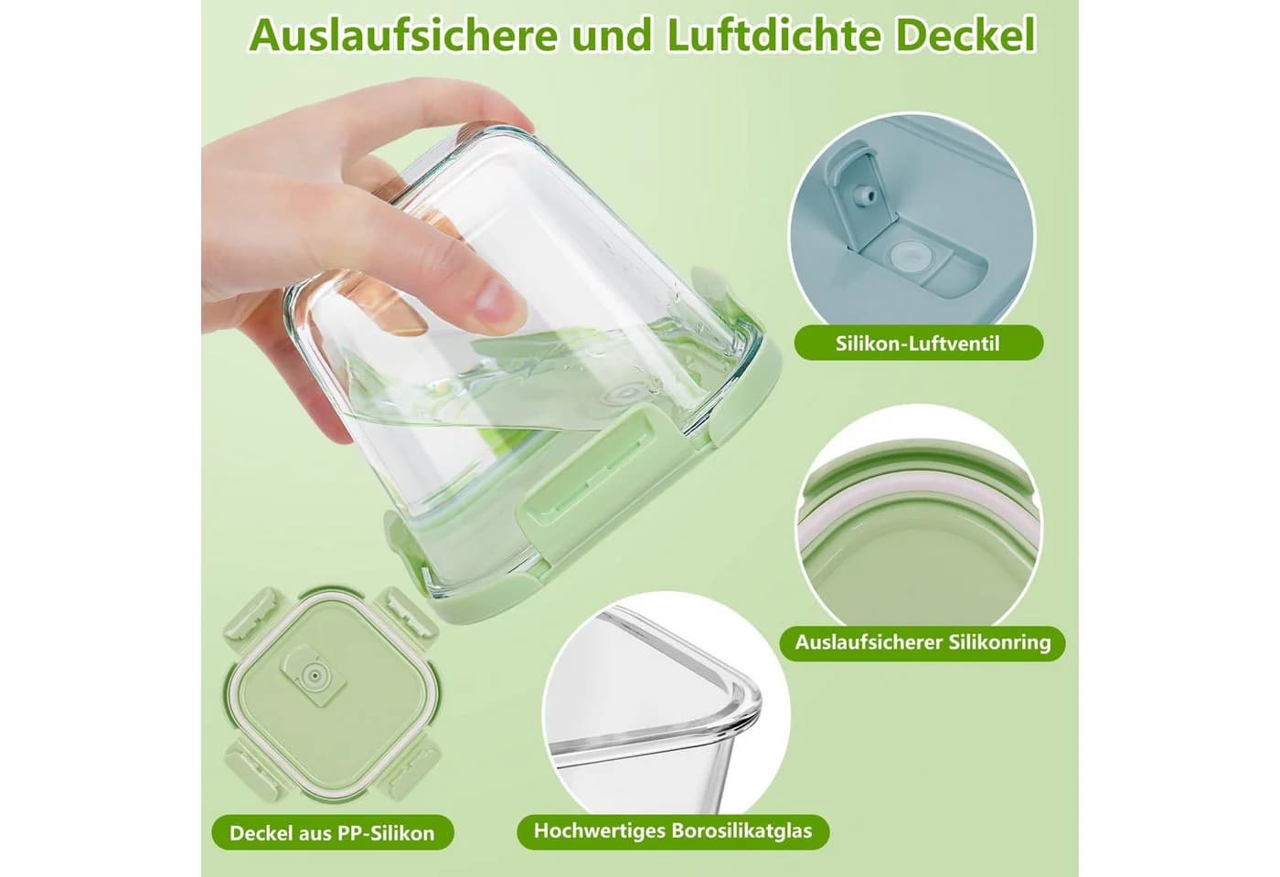 OSTWOLKE Frischhaltedose 4er Set Glas mit Deckel