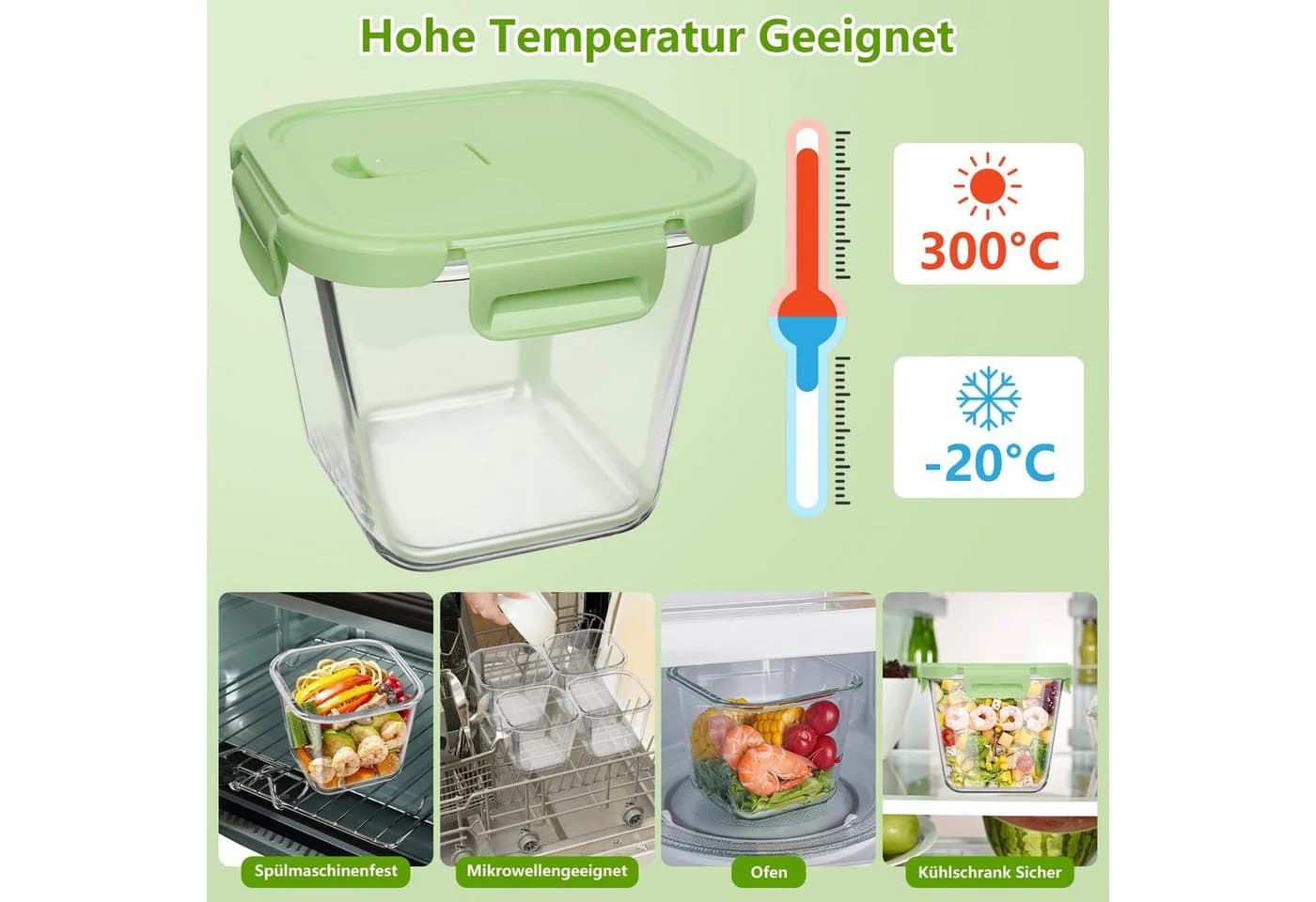 OSTWOLKE Frischhaltedose 4er Set Glas mit Deckel - Bild 3