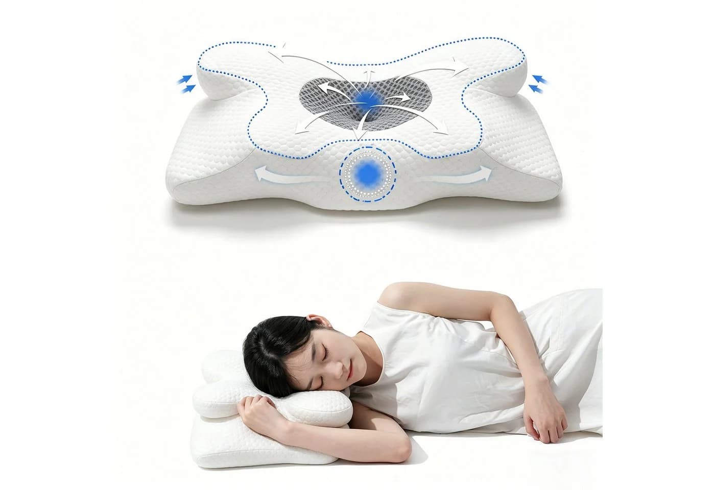 OSTWOLKE Nackenstützkissen Memory Foam Weiß Ergonomisch - Bild 3