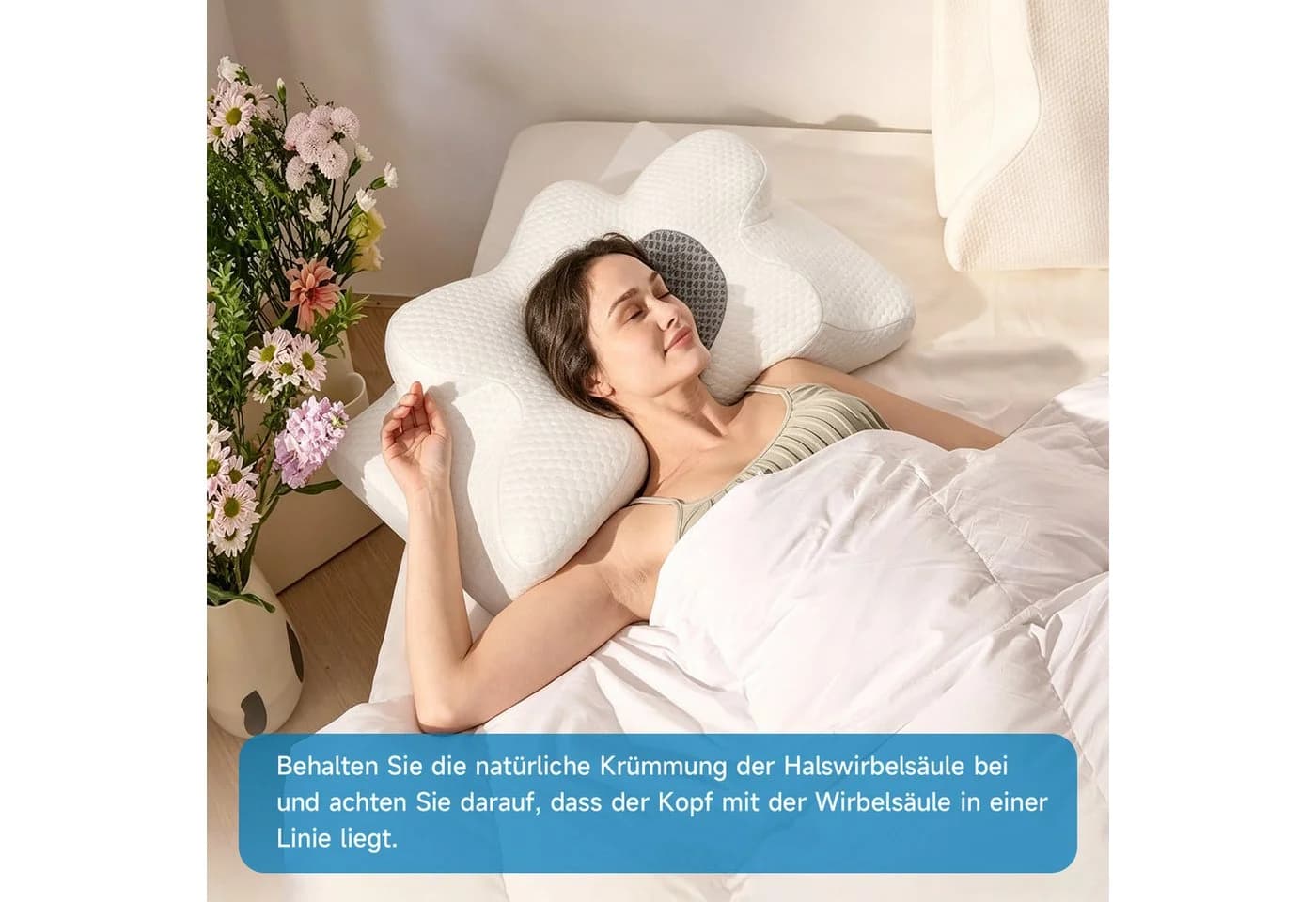 OSTWOLKE Nackenstützkissen Memory Foam Weiß Ergonomisch - Bild 4