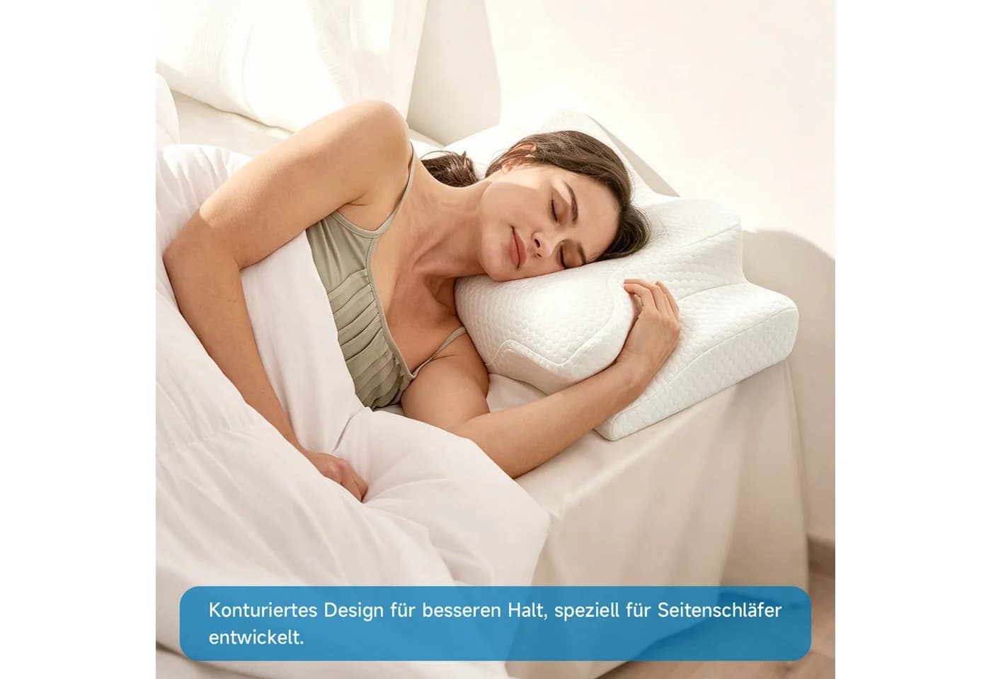 OSTWOLKE Nackenstützkissen Memory Foam Weiß Ergonomisch - Bild 5