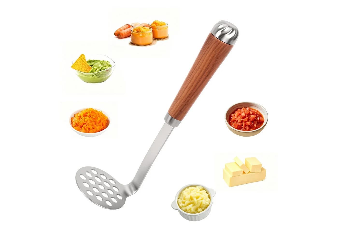 OSTWOLKE Kartoffelstampfer aus Edelstahl mit Holzgriff - Bild 3