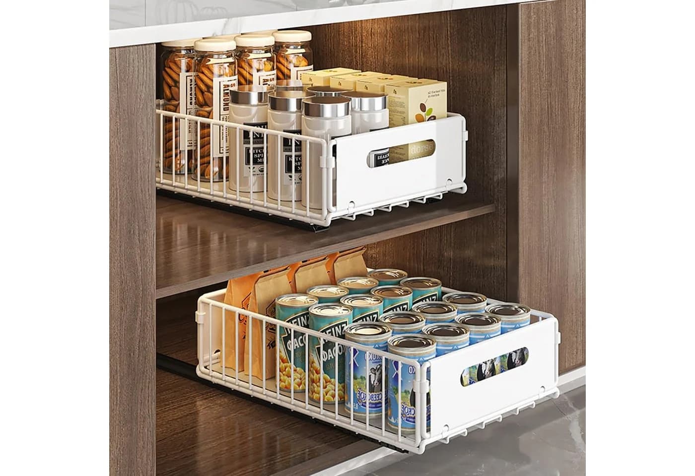 OSTWOLKE Küchenorganizer-Set Teleskopschublade Weiß Faltbar - Bild 3