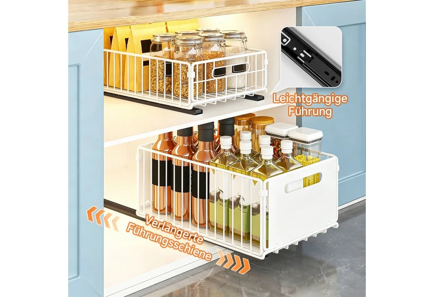 OSTWOLKE Küchenorganizer-Set Teleskopschublade Weiß Faltbar - Bild 5