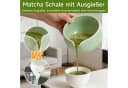 OSTWOLKE Matcha Tee Set 7-teilig Keramik Bambus Besen Schale grün Bild 3