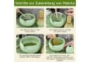 OSTWOLKE Matcha Tee Set 7-teilig Keramik Bambus Besen Schale grün Bild 5