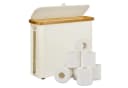 OSTWOLKE Toilettenpapierkorb mit Deckel Bambus Wasserdicht Faltbar Cremeweiß Bild 1