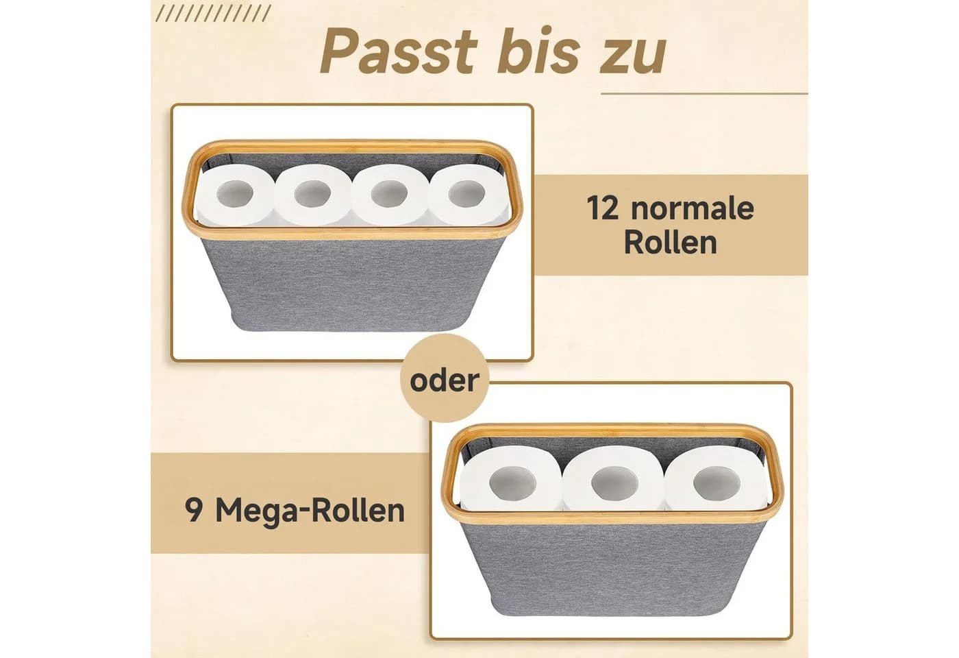OSTWOLKE Toilettenpapier Aufbewahrung Korb mit Deckel, Wasserdicht & Faltbar - Bild 3