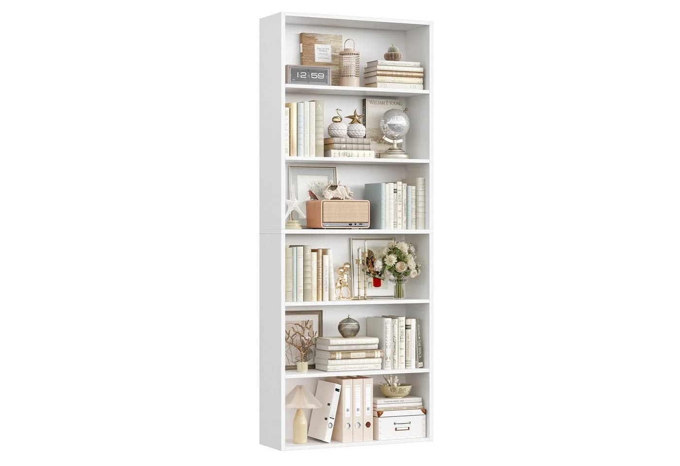 Homfa Bücherregal 180cm Standregal Büro Raumteiler 6 Fächer Weiß - Bild 2