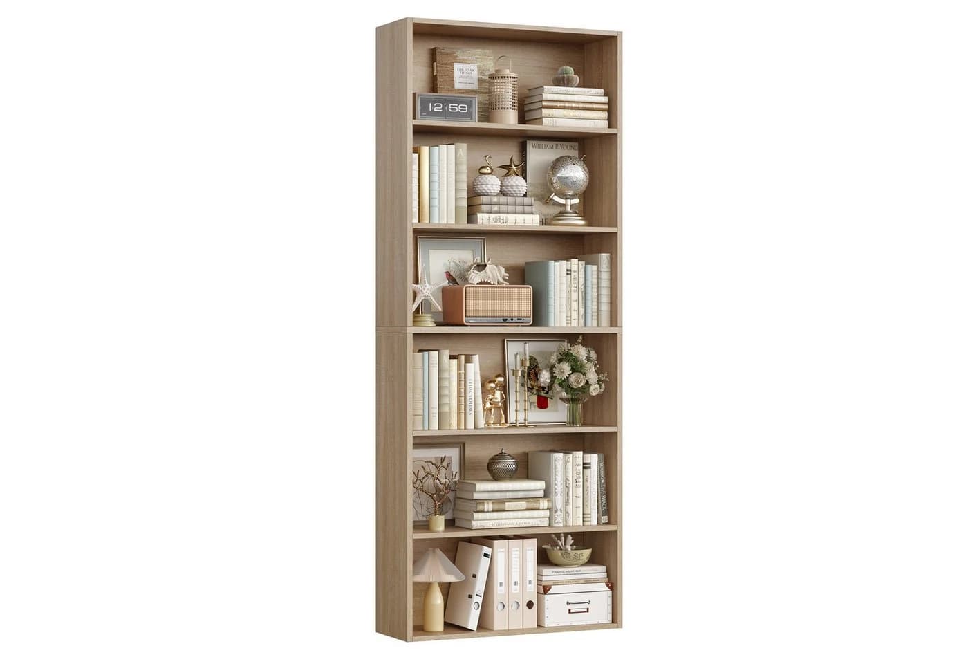 Homfa Bücherregal Standregal Büroregal Raumteiler 6 Fächer Weiß - Bild 2
