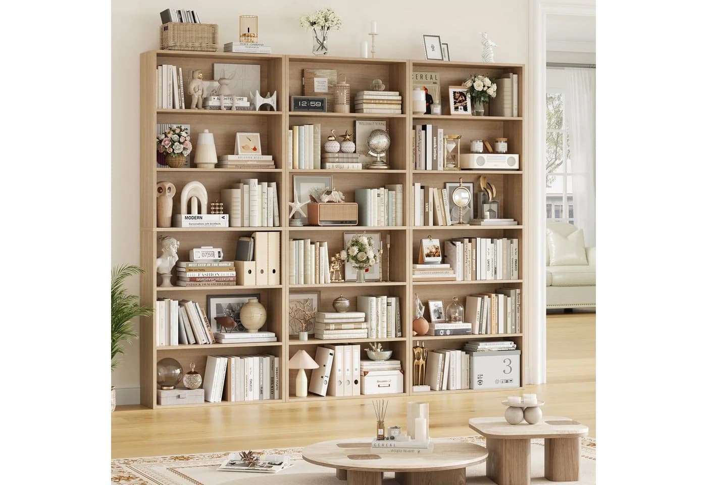 Homfa Bücherregal Standregal Büroregal Raumteiler 6 Fächer Weiß - Bild 4