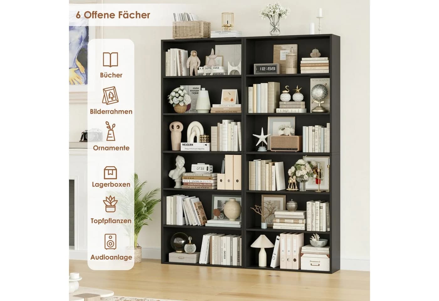 Homfa Bücherregal 180cm Standregal Büroregal Raumteiler mit 6 Fächern - Bild 3