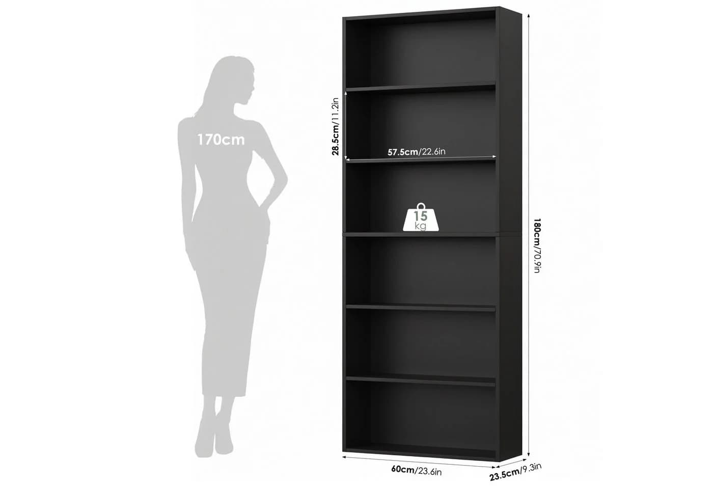 Homfa Bücherregal 180cm Standregal Büroregal Raumteiler mit 6 Fächern - Bild 5