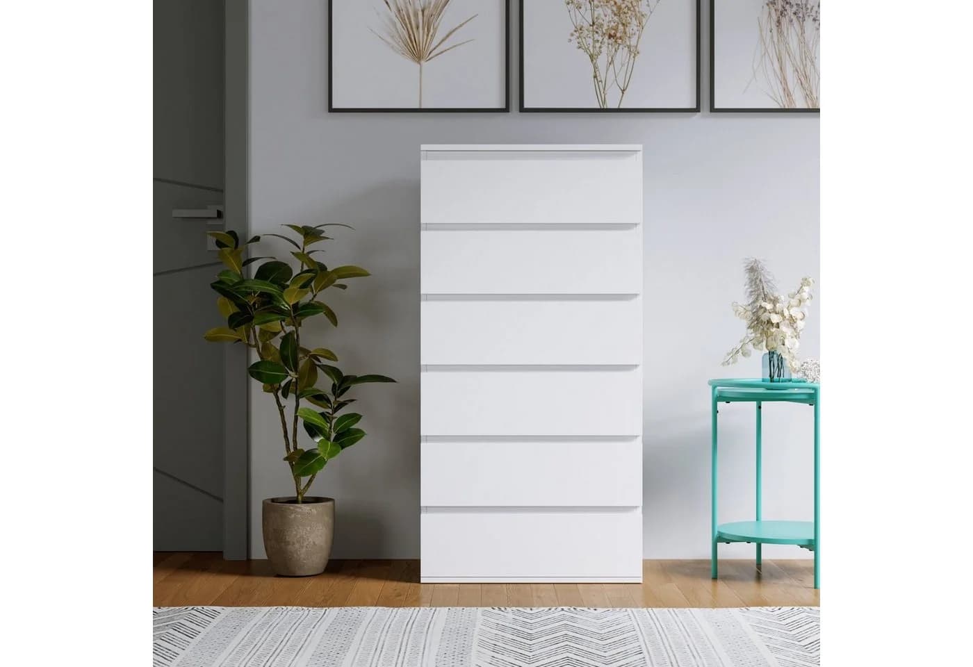 Homfa Kommode Sideboard 6 Schubladen Weiß MDF 60x40x119 cm - Bild 3