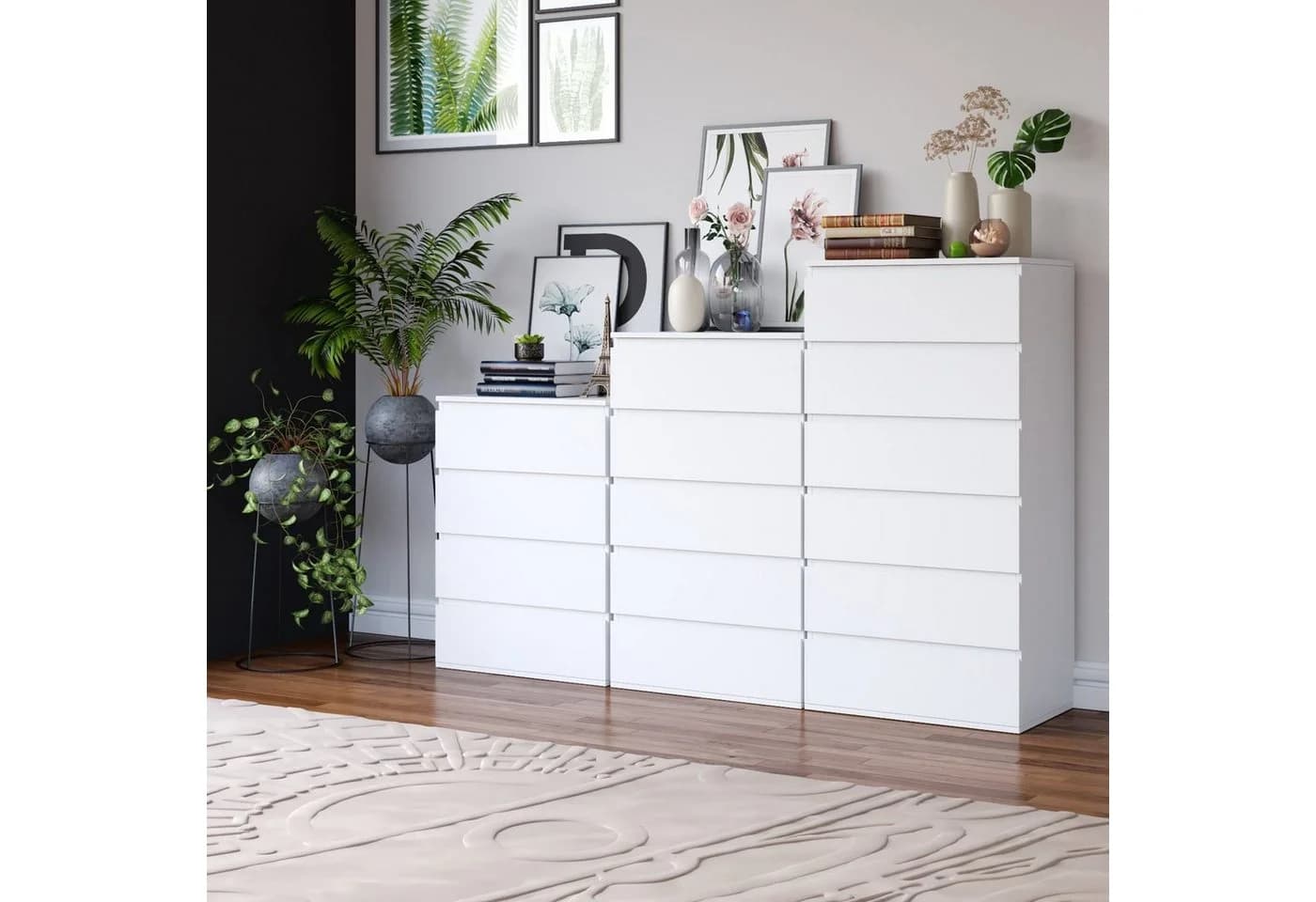 Homfa Kommode Sideboard 6 Schubladen Weiß MDF 60x40x119 cm - Bild 4