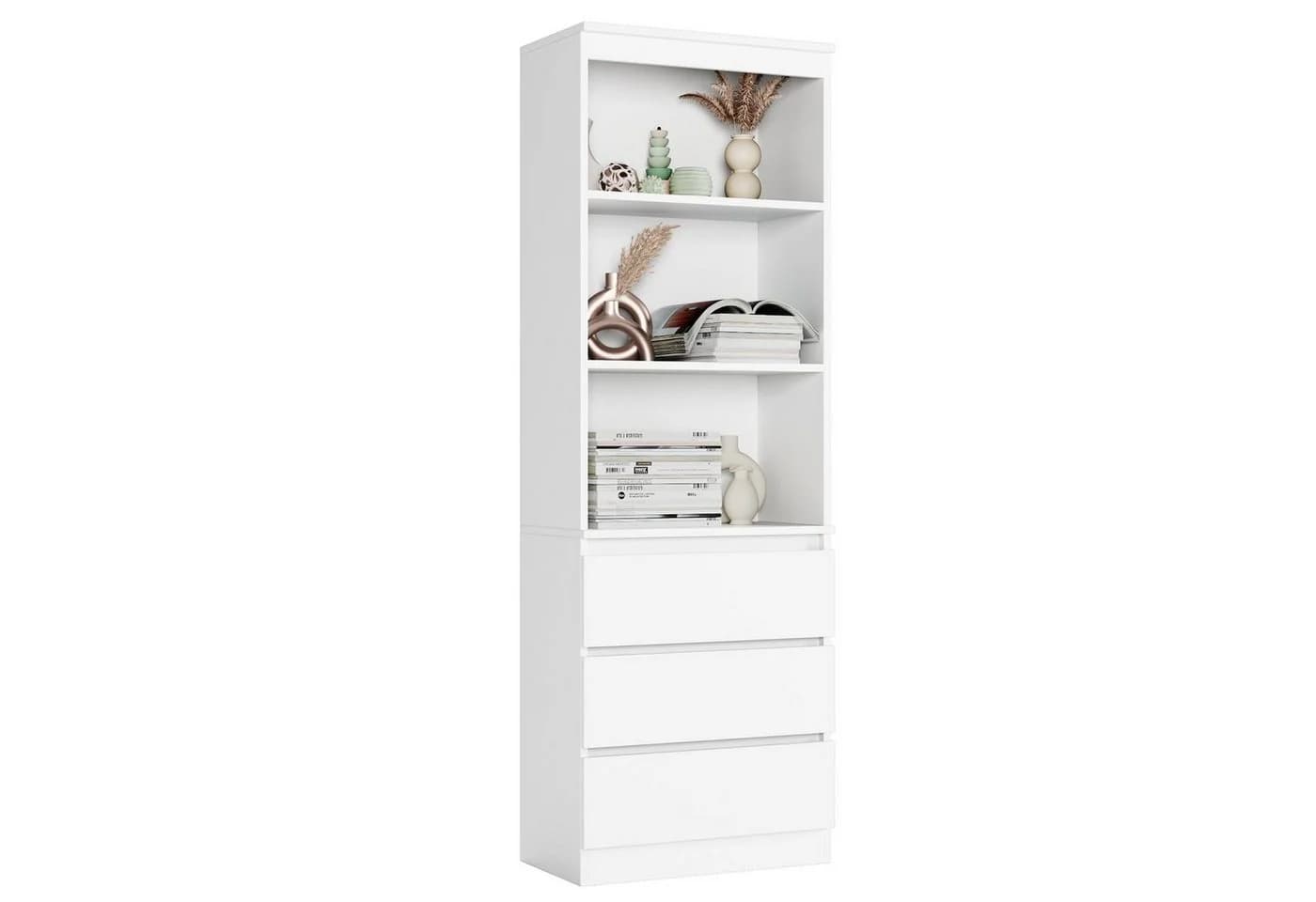 Homfa Hochschrank Bücherregal Bücherschrank 3 Schubladen Weiß - Bild 2