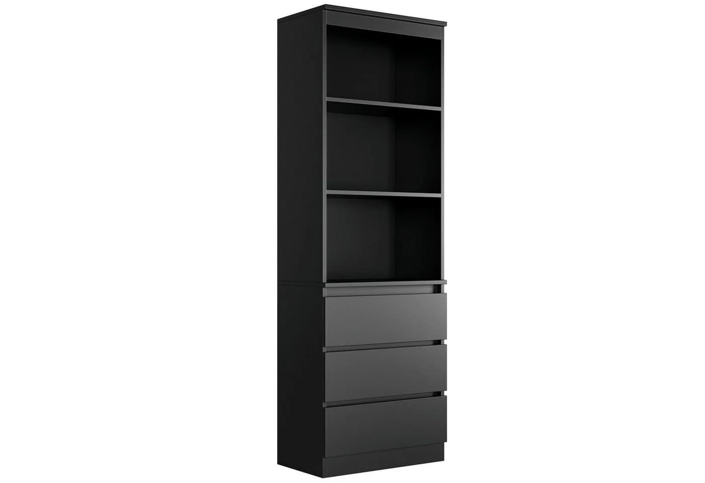 Homfa Hochschrank Bücherregal Bücherschrank 3 Schubladen Vitrinenschrank Schwarz - Bild 2