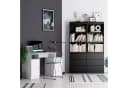 Homfa Hochschrank Bücherregal Bücherschrank 3 Schubladen Vitrinenschrank Schwarz Bild 3