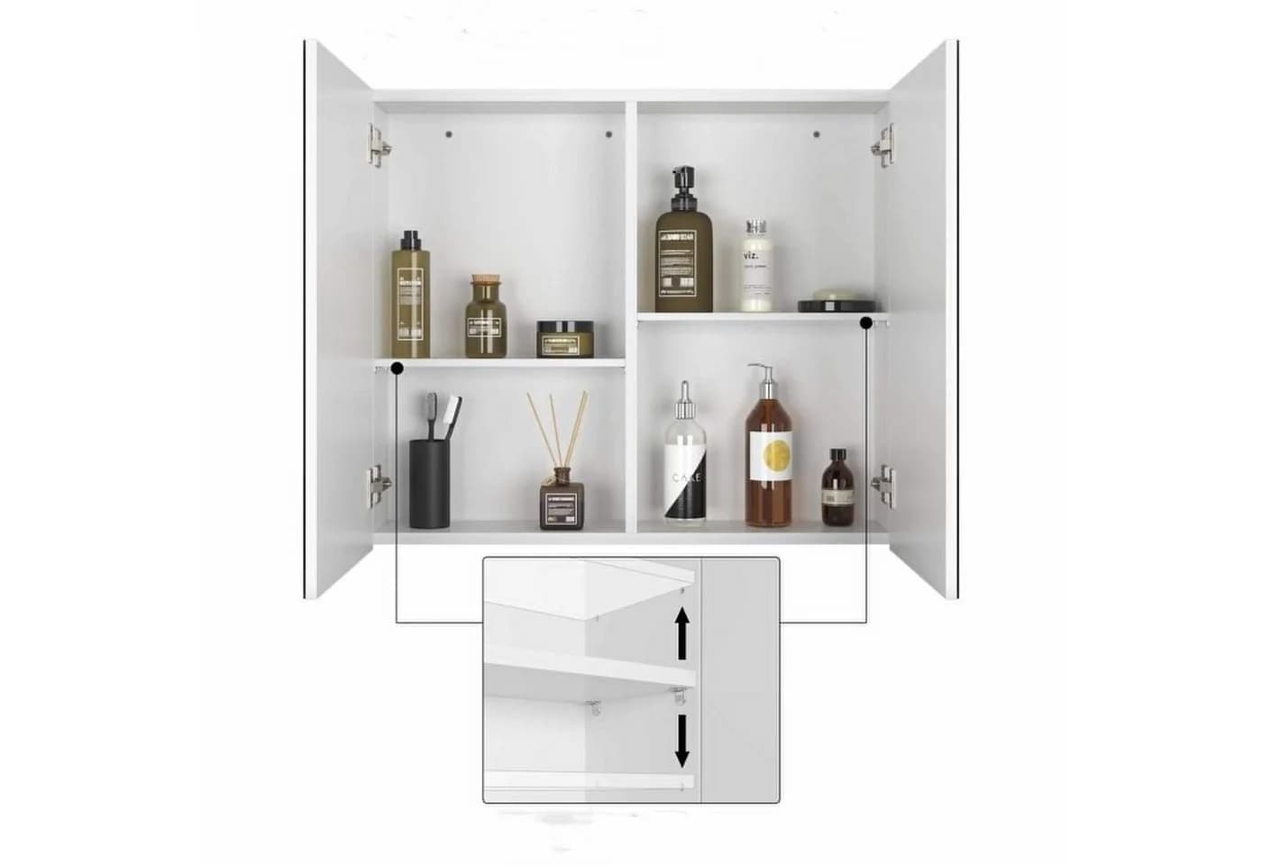 Homfa Badezimmerschrank 4 Fächer 70 cm Weiß MDF - Bild 5
