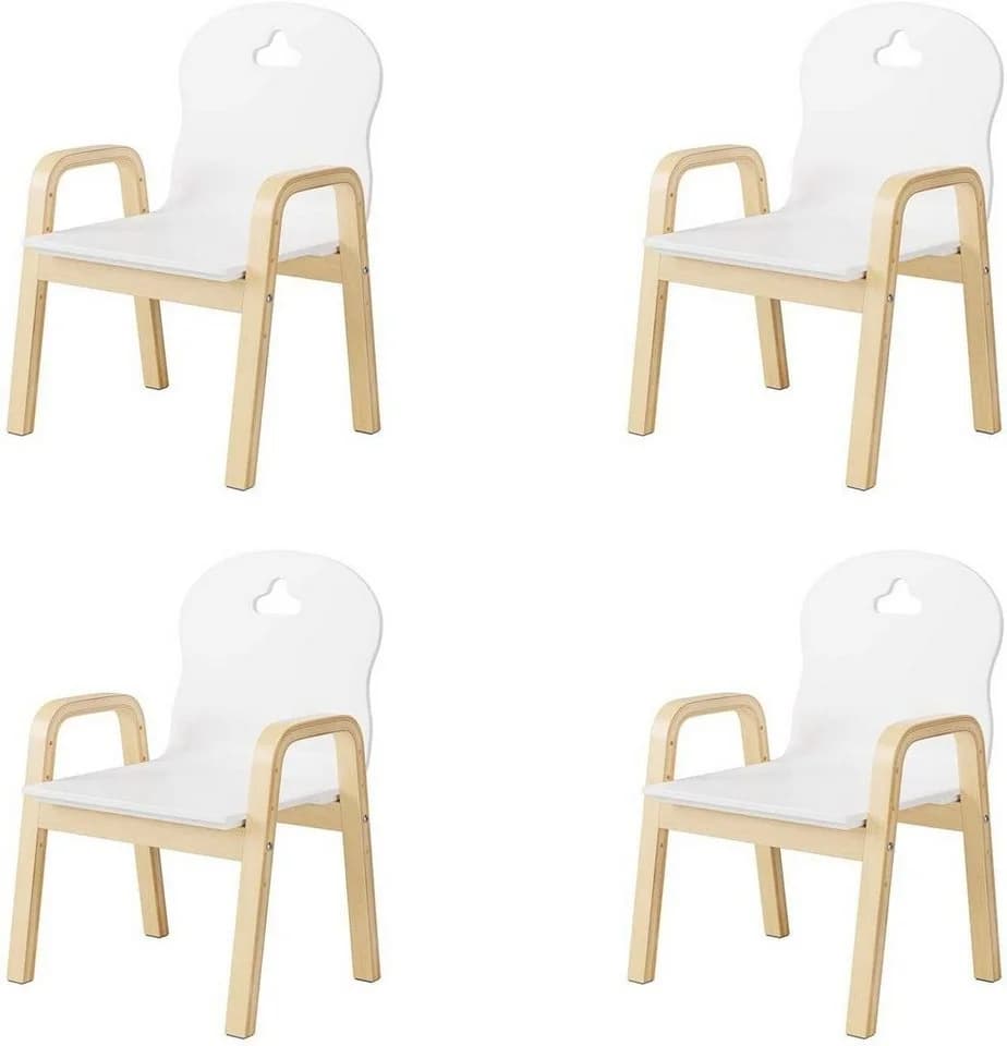 Homfa Kinderstuhl 4er Set Höhenverstellbar 61,5-48,5 cm Massivholz - Bild 2