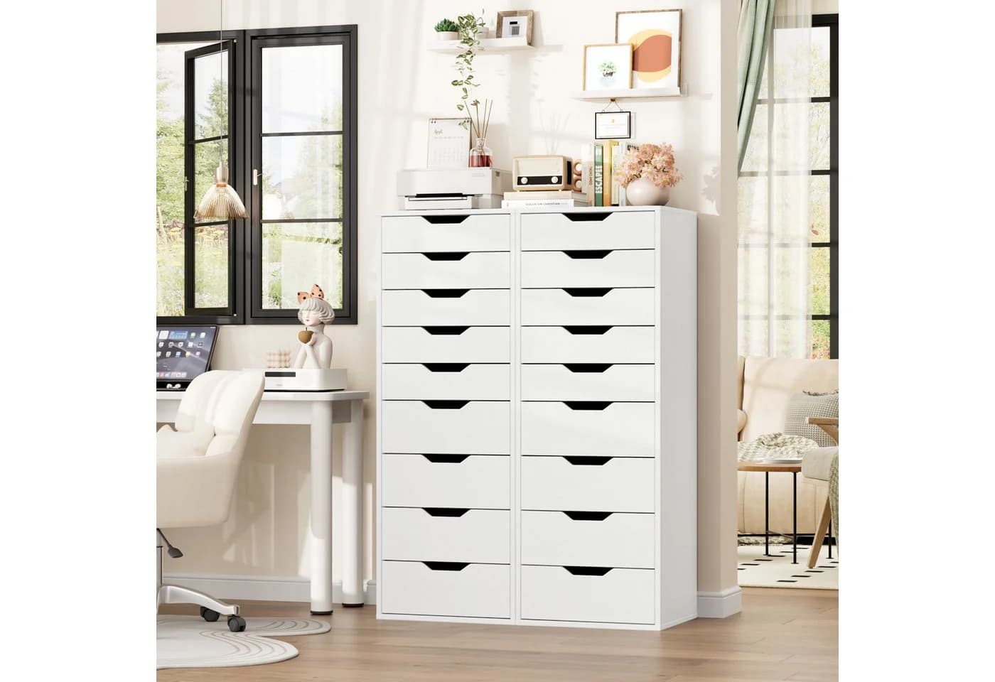 Homfa Kommode 9 Schubladen schmal weiß 45x40x124cm - Bild 3