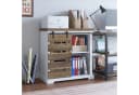 HOMECHO Buffet Sideboard mit Schiebetür Anrichte Weiß/Braun Rustikal Bild 5
