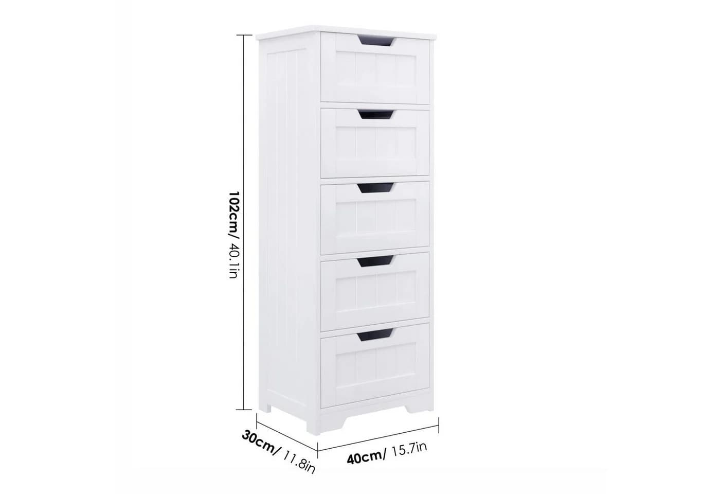 Homfa Badschrank Kommode 5 Schubladen Weiß 40x30x102cm - Bild 5