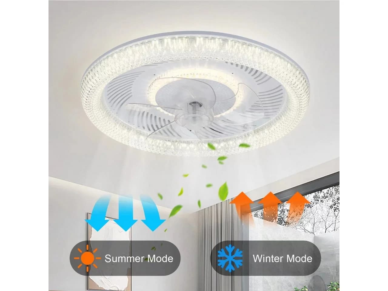 JDONG Deckenventilator mit Beleuchtung und Timer 54W Leise Deckenleuchte Ventilator Dimmbar - Bild 3