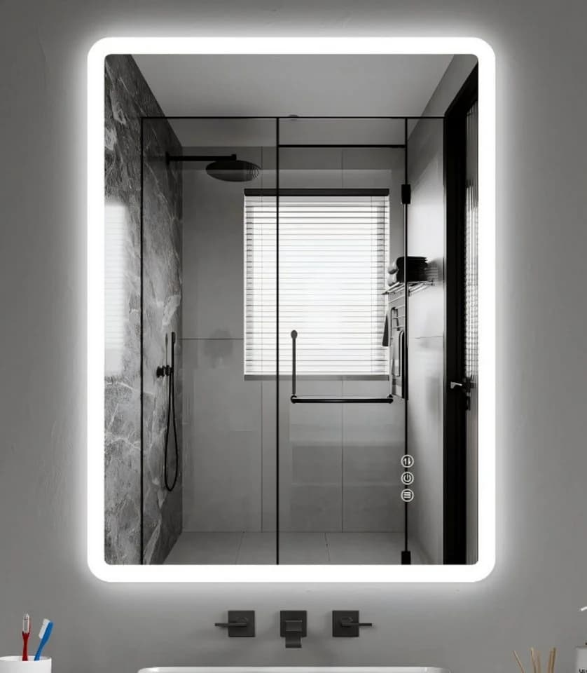 JDONG LED Badspiegel mit Beleuchtung, Touch-Schalter, IP44, Entnebelung - Bild 2