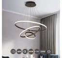 JDONG LED Pendelleuchte 3 Ringe Schwarz Dimmbar Fernbedienung Bild 4
