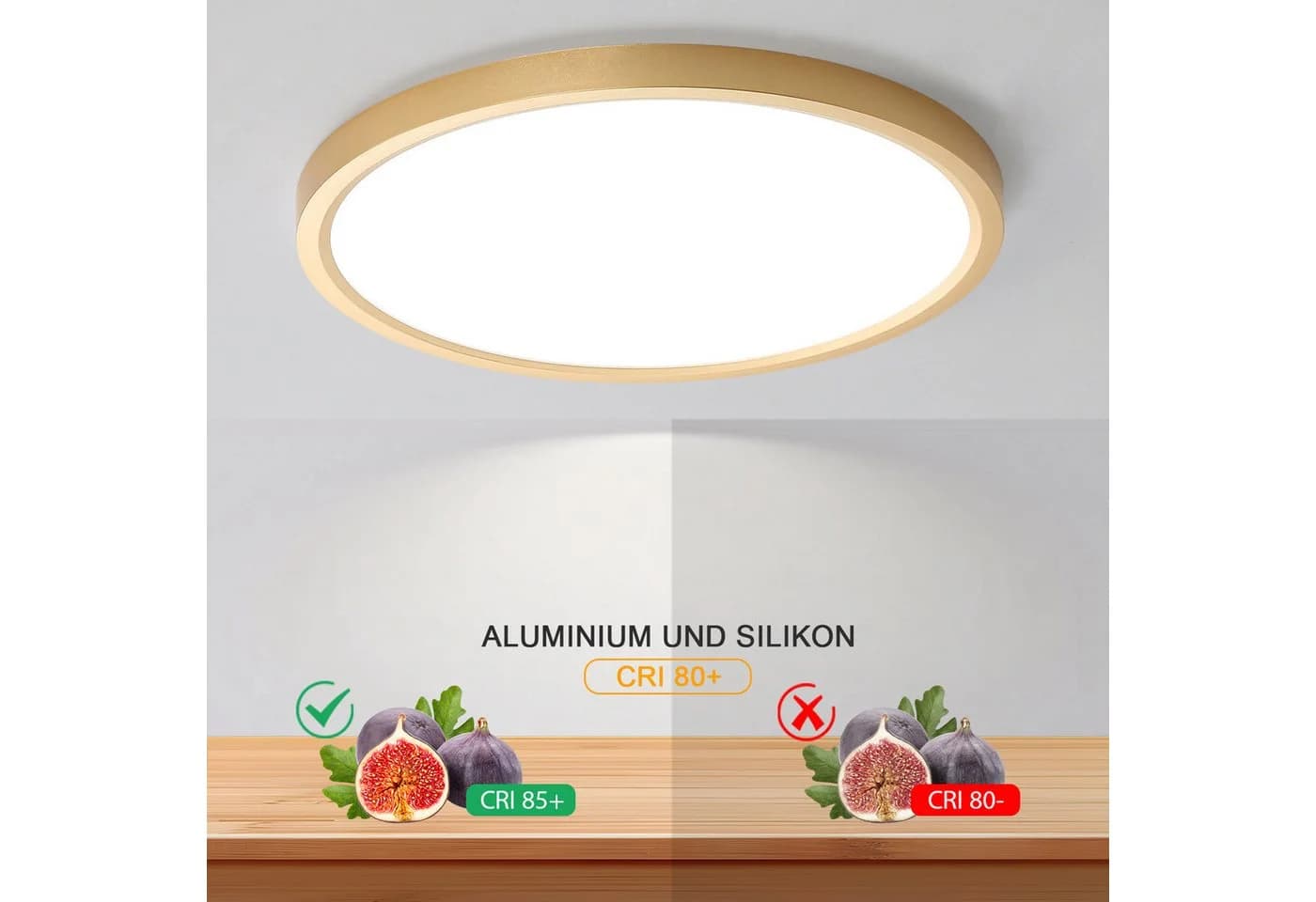 JDONG LED Deckenleuchte Flach Rund Gold 4000K Neutralweiß - Bild 3