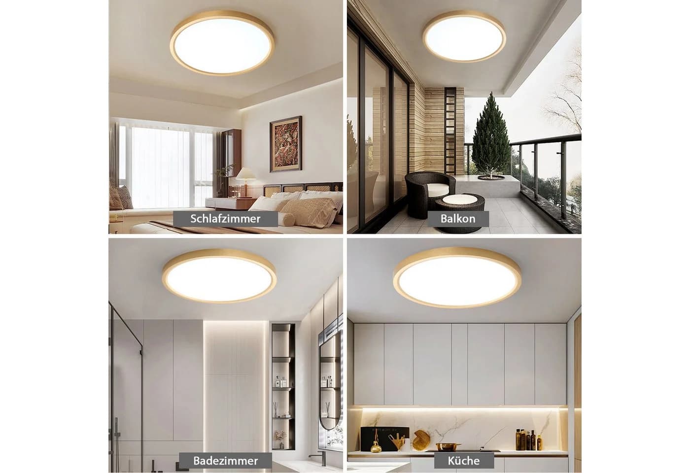 JDONG LED Deckenleuchte Flach Rund Gold 4000K Neutralweiß - Bild 4