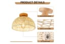 JDONG Deckenleuchte Rattan Boho Lampenschirm E27 Cremeweiß Bild 3