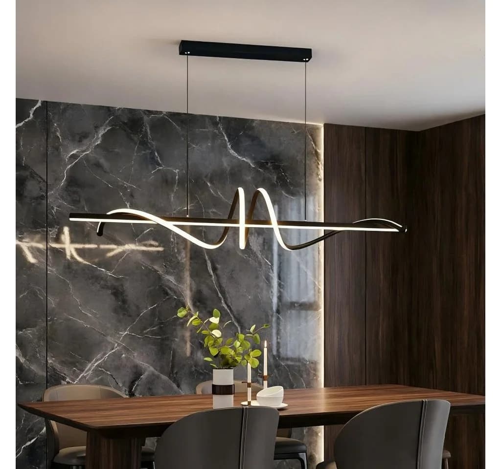 JDONG LED Pendelleuchte Schwarz 90cm Dimmbar Fernbedienung - Bild 2
