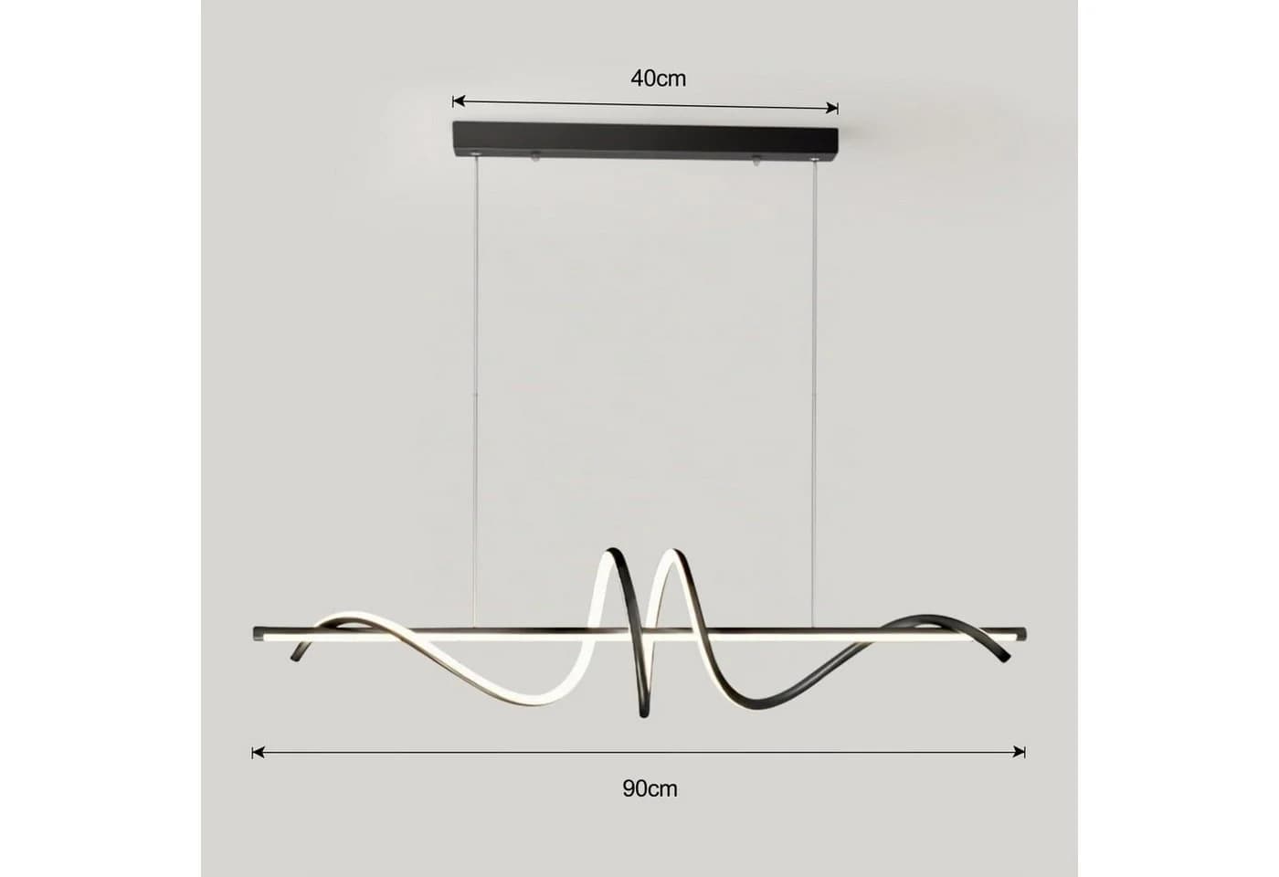 JDONG LED Pendelleuchte Schwarz 90cm Dimmbar Fernbedienung - Bild 4