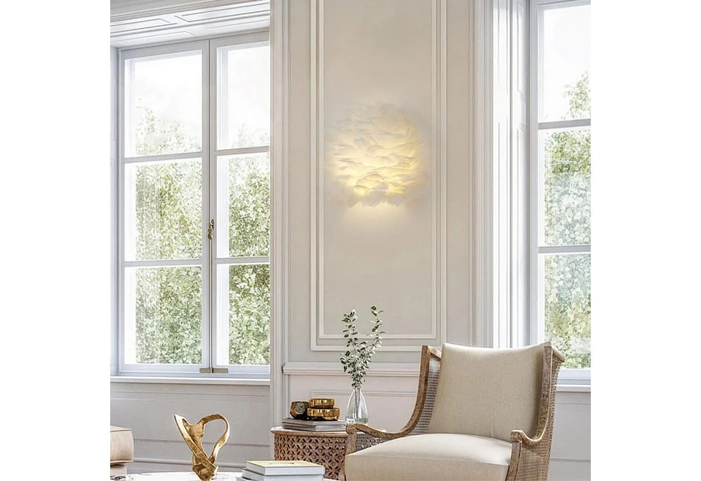 JDONG Wandleuchte 30CM Weiße Feder Wandlampe E27 - Bild 4