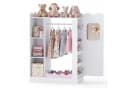 KOMFOTTEU Kinderkleiderschrank Rosa/Weiß mit Spiegel und Fächern Bild 2
