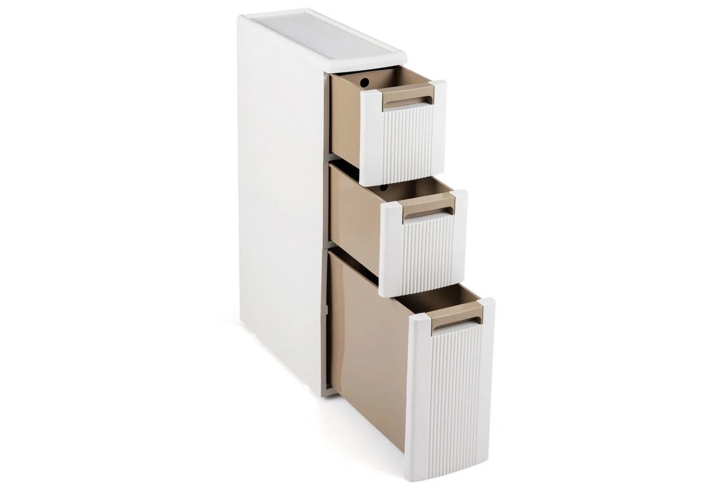 KOMFOTTEU Nischenschrank Beige mit Schubladen und Rollen - Bild 2