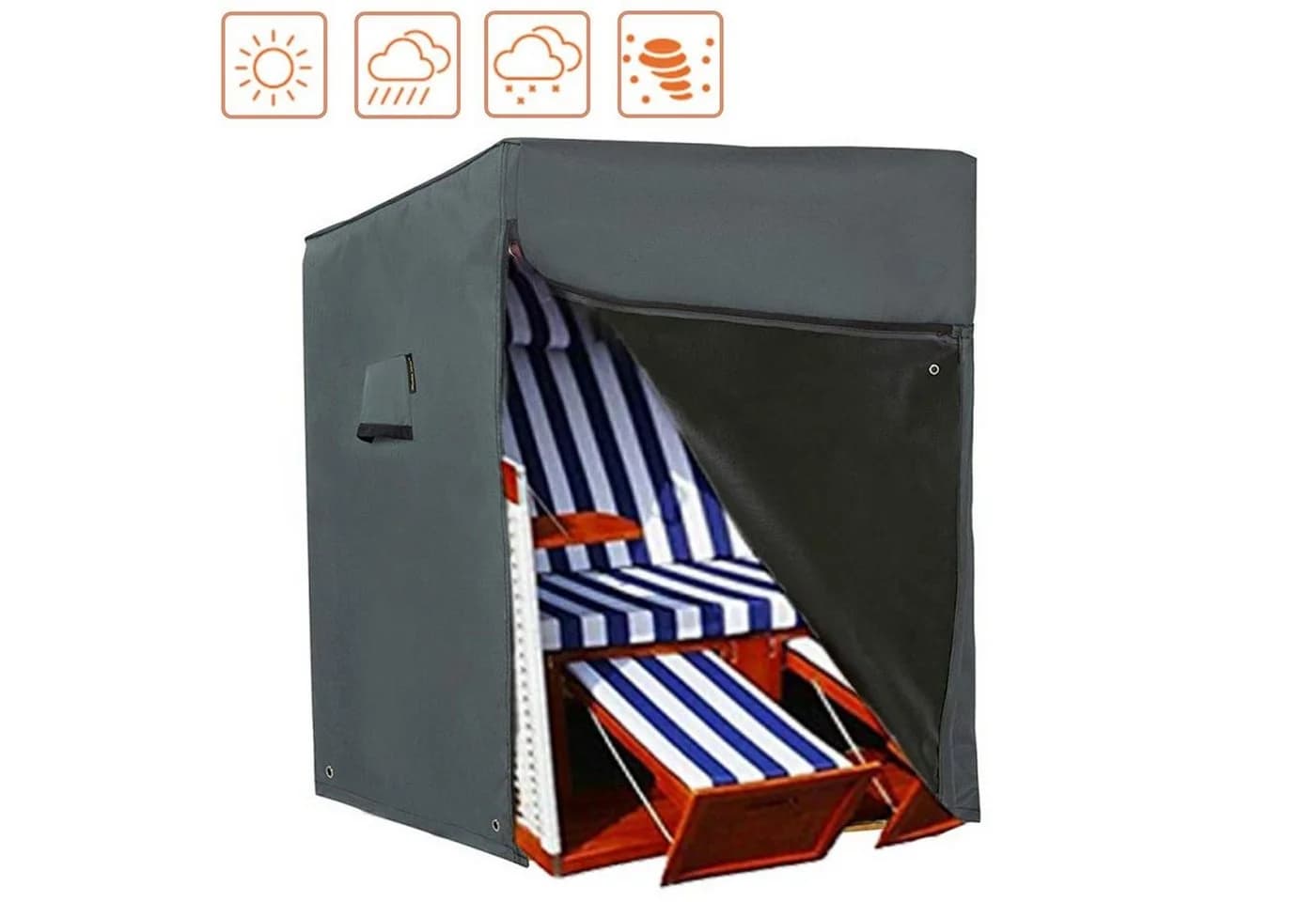 Hentex Strandkorb-Schutzhülle Grau Ripstop-Polyester - Bild 2