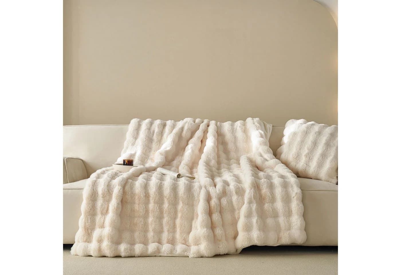 Wohndecke Kuscheldecke Kaninchen Plüsch Decke KEAYOO Kunstfell - Bild 5