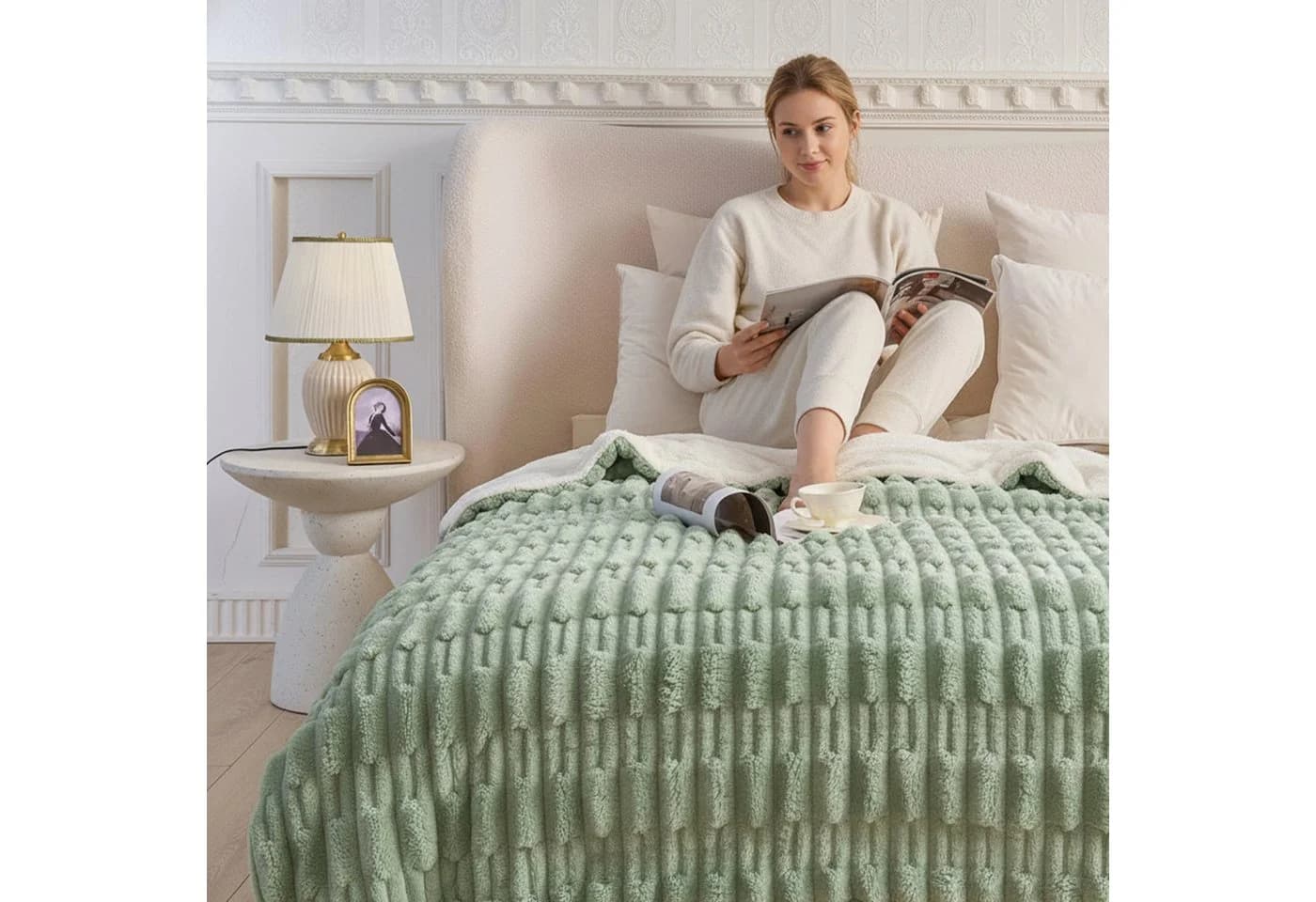 KEAYOO Wohndecke MT09 Sherpa Fleece Warm Decke - Bild 4