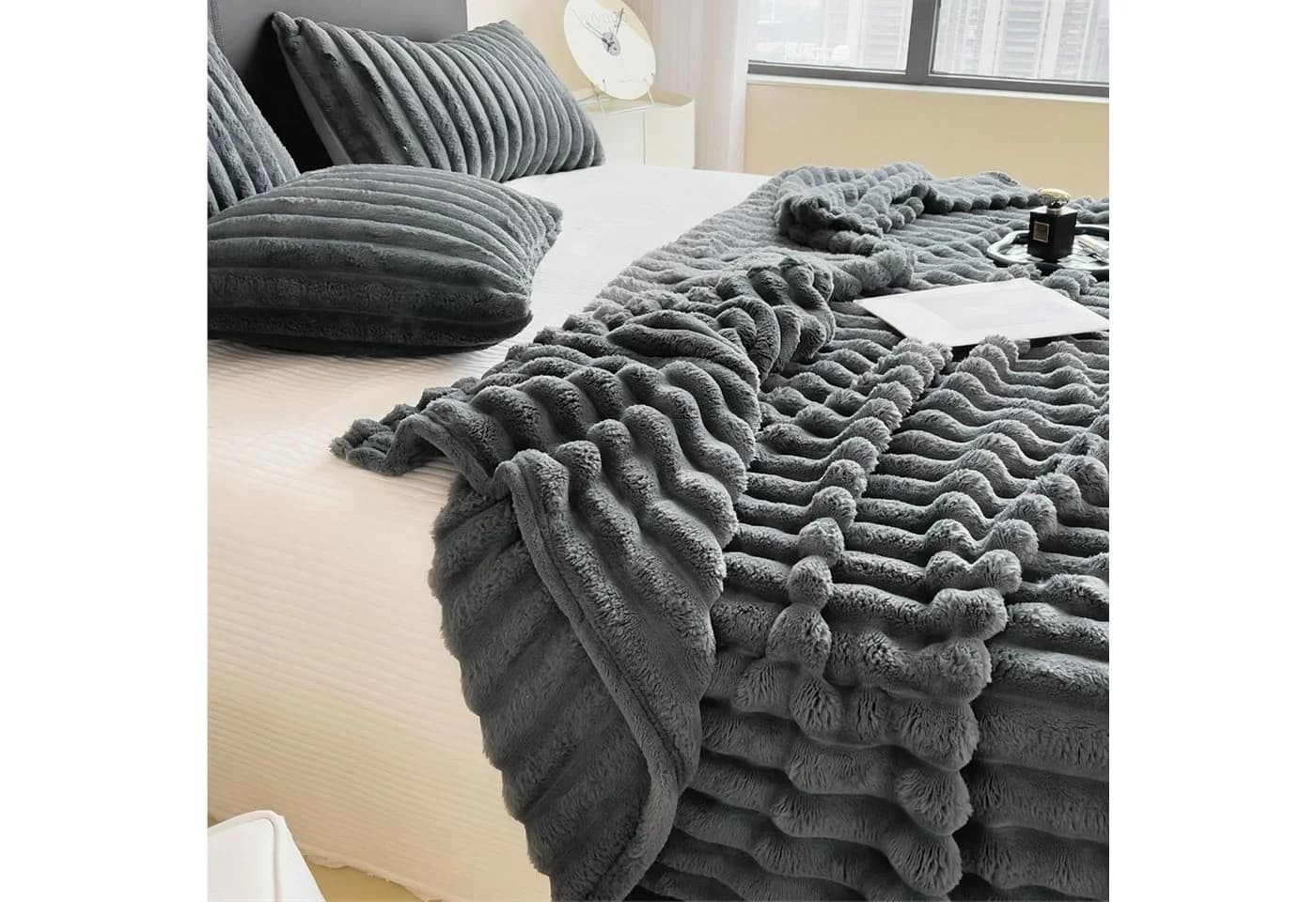 KEAYOO Wohndecke MT08 Mikrofaser Grau 150x200cm - Bild 3