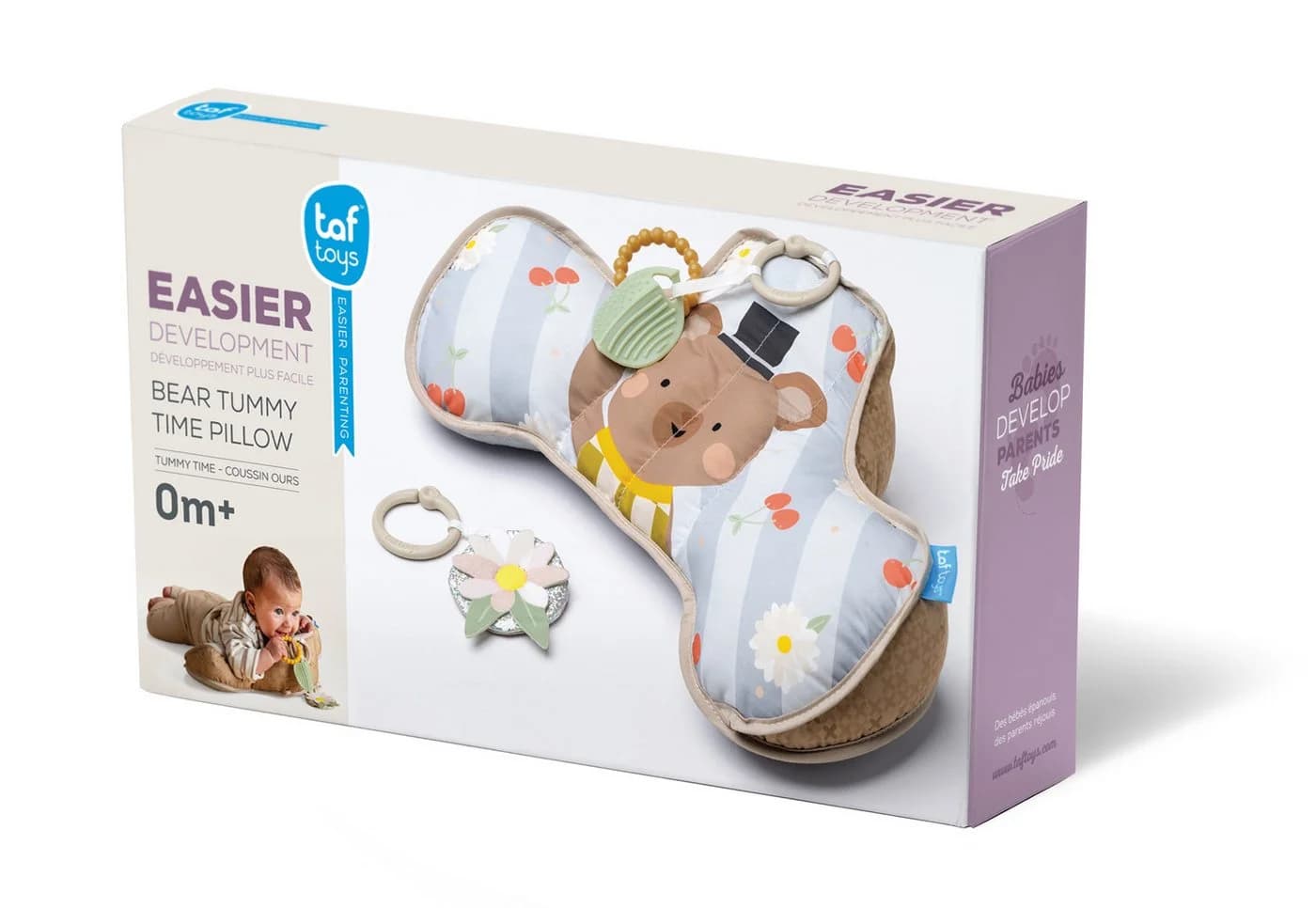 Taf Toys Babykissen Bär für Bauchlage mit 2 abnehmbaren Spielzeugen