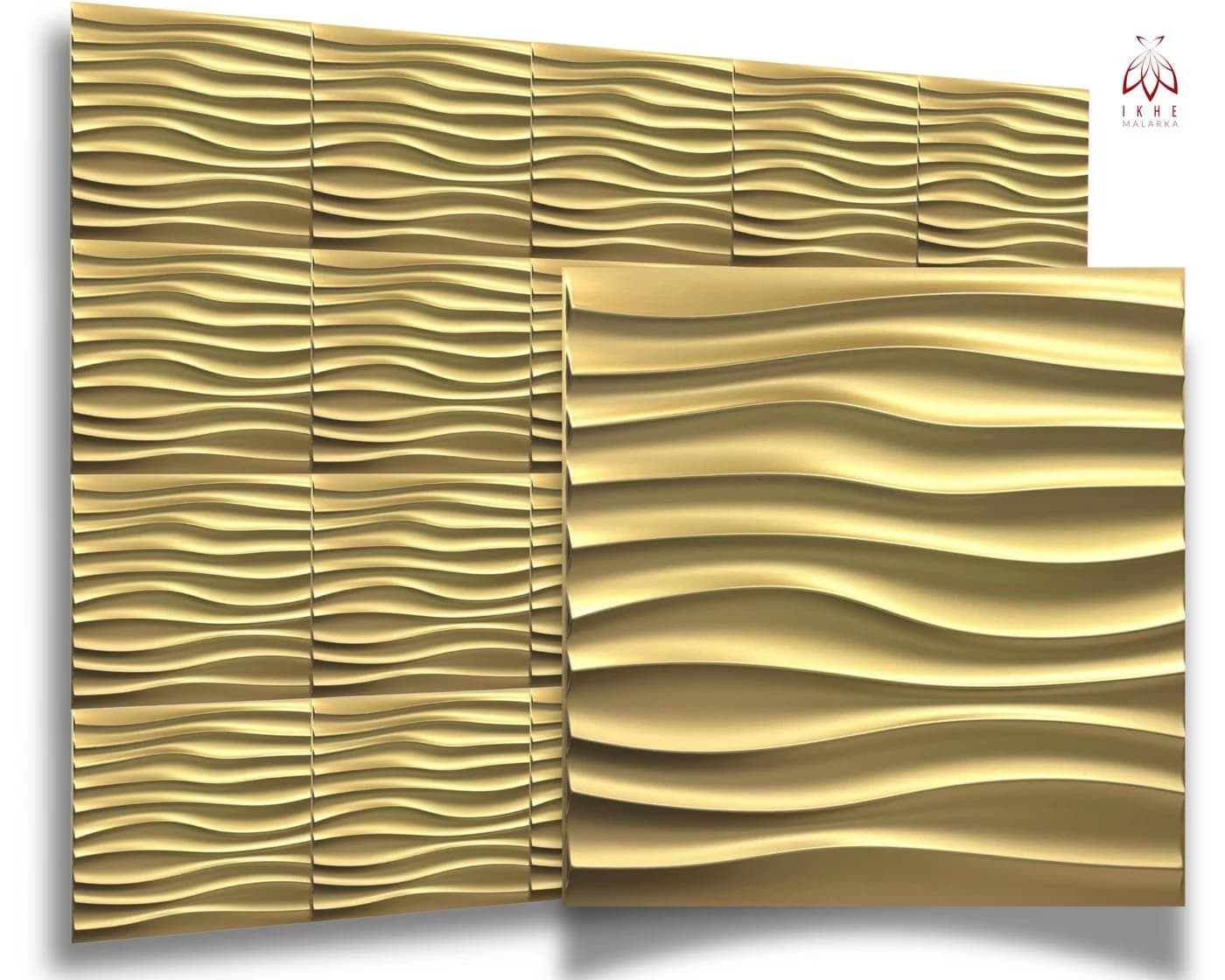 IKHEMalarka 3D Wandpaneel PVC Kunststoffpaneele 50x50 cm Gold - Bild 2
