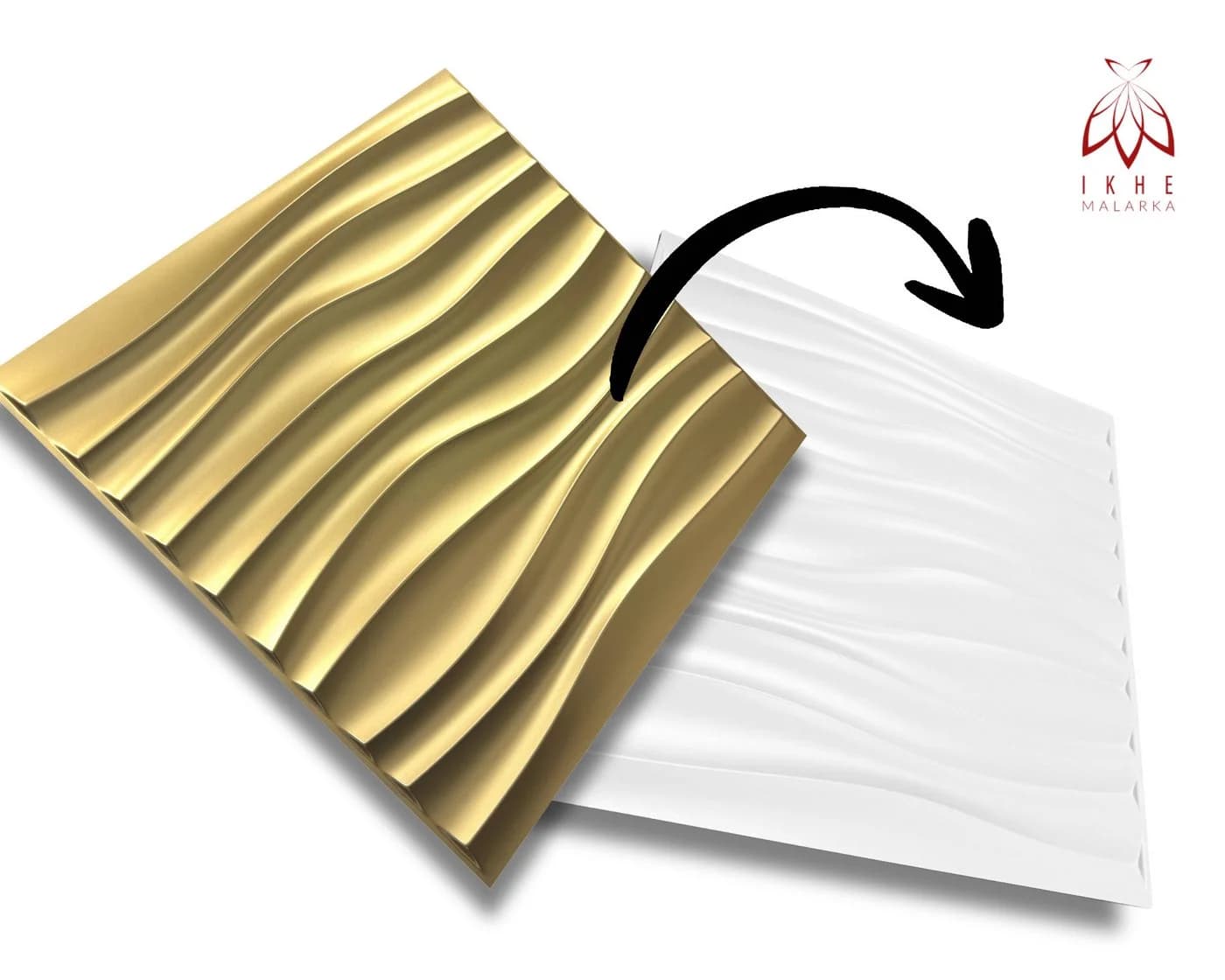 IKHEMalarka 3D Wandpaneel PVC Kunststoffpaneele 50x50 cm Gold - Bild 5