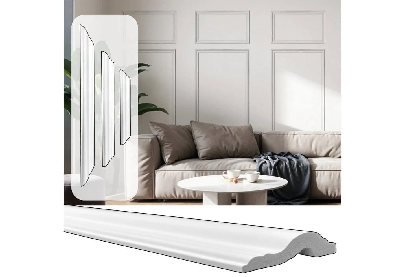 IKHEMalarka 3D Wandpaneel Set – 24 Leisten (6×40 cm, 12×60 cm, 6×125 cm) für 6 Wandrahmen - Bild 2