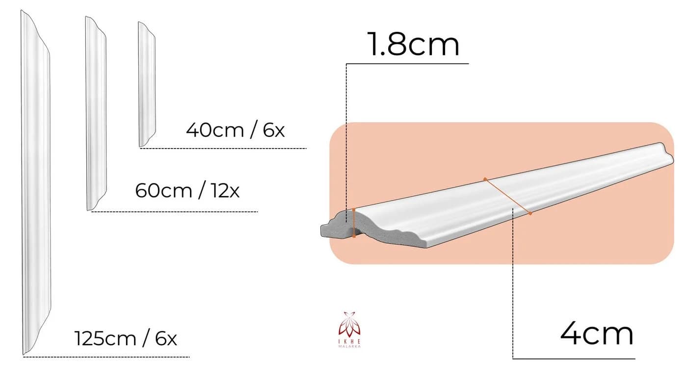 IKHEMalarka 3D Wandpaneel Set – 24 Leisten (6×40 cm, 12×60 cm, 6×125 cm) für 6 Wandrahmen - Bild 4