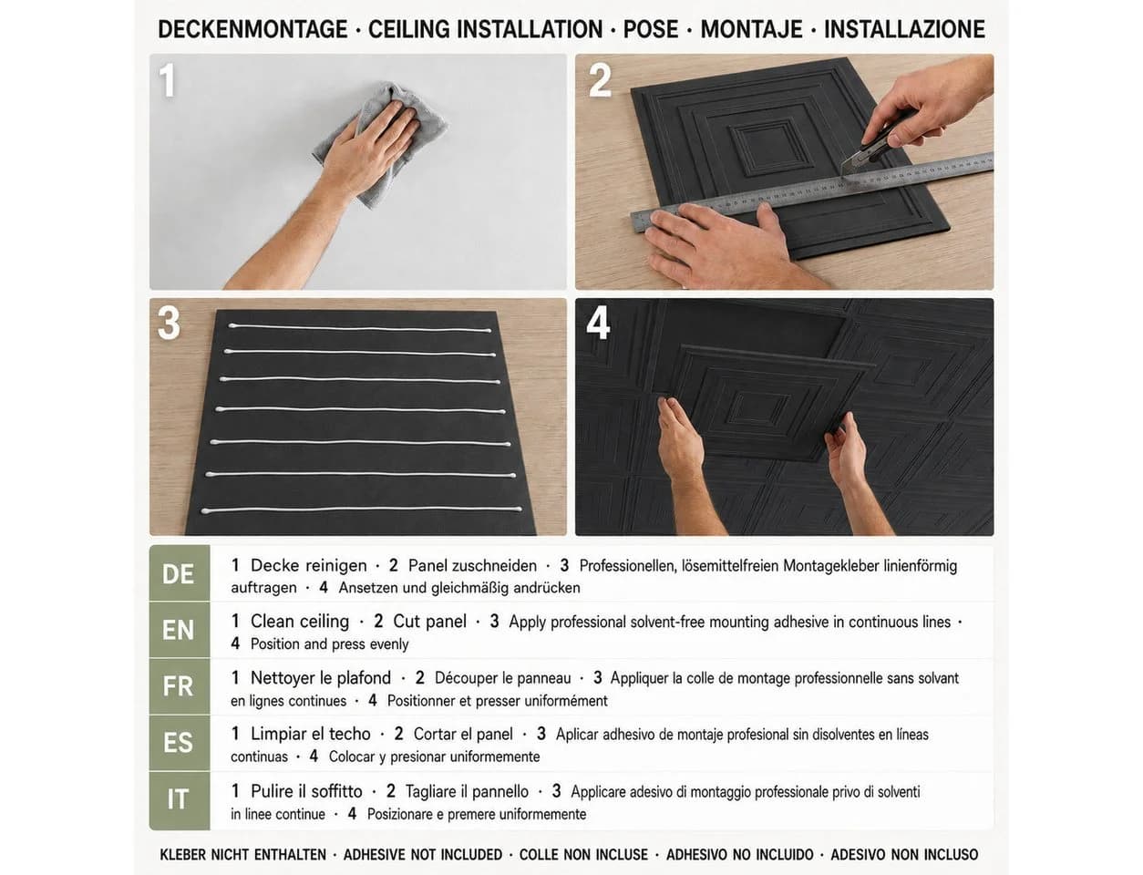 IKHEMalarka 3D Wandpaneel Schwarz Polystyrol XPS Dekor - Bild 4