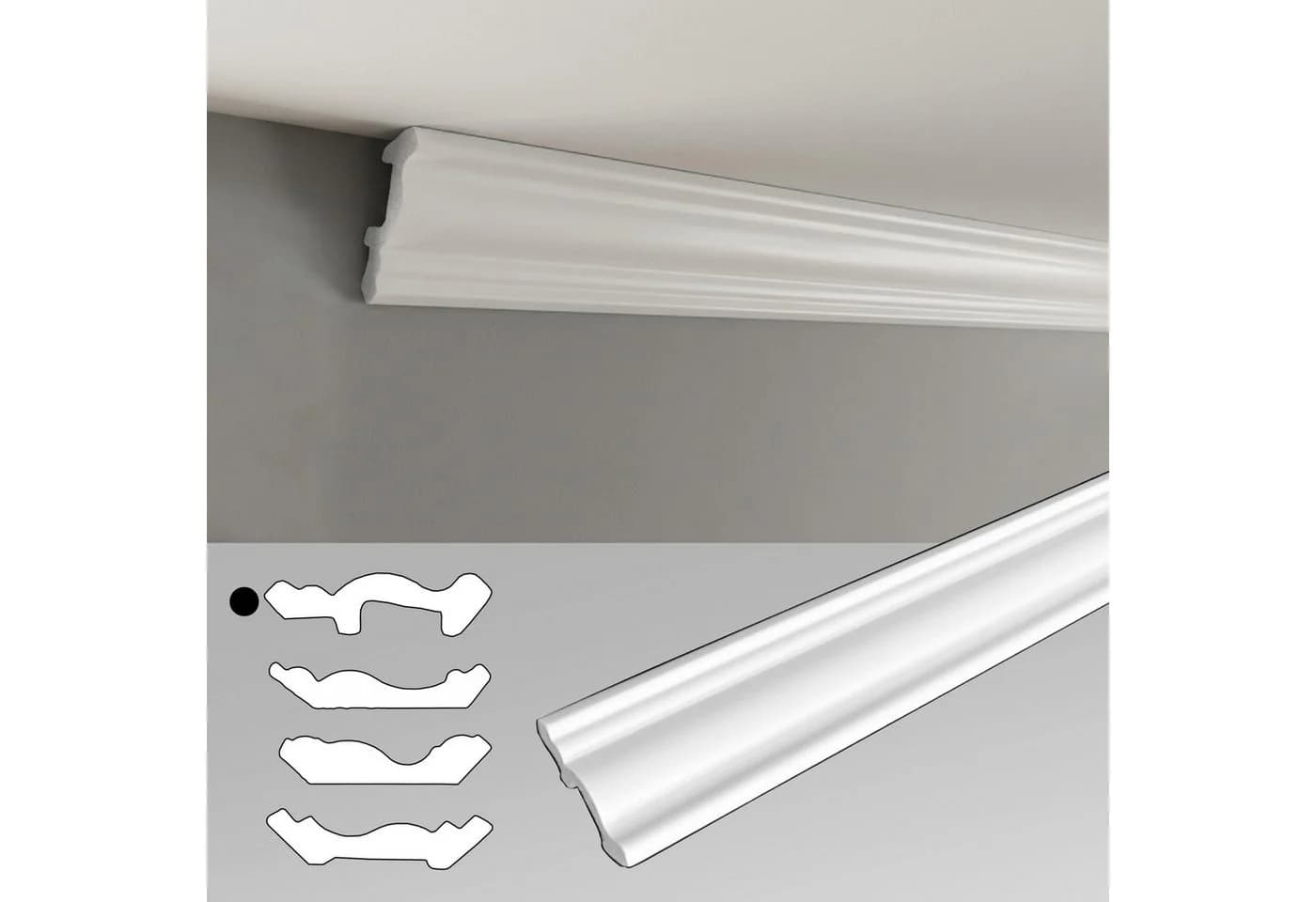 IKHEMalarka Deckenleiste 100 cm – Zierleisten Weiß Polystyrol - Bild 2
