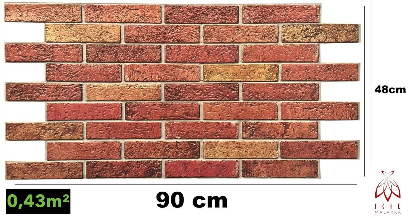 IKHEMalarka 3D Wandpaneel PVC Steinoptik 48x90 cm